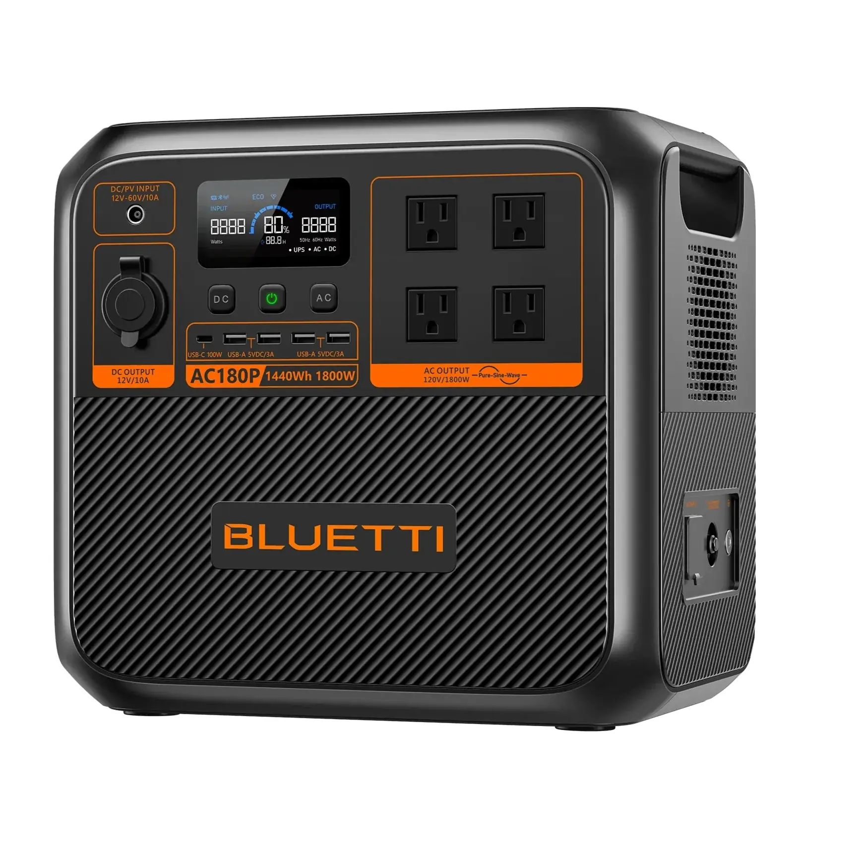 BLUETTI AC180P Solar Portable Power Station - 1800W Inverter, 1440Wh Lithium Battery